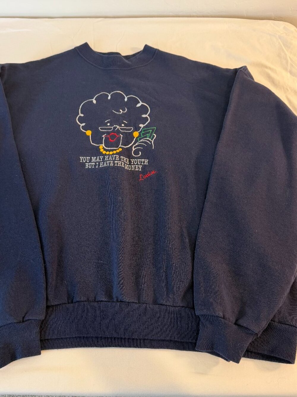 Vintage Hanes Embroidered Grandma Money Sweatshirt Adult XXL Funny Novelty